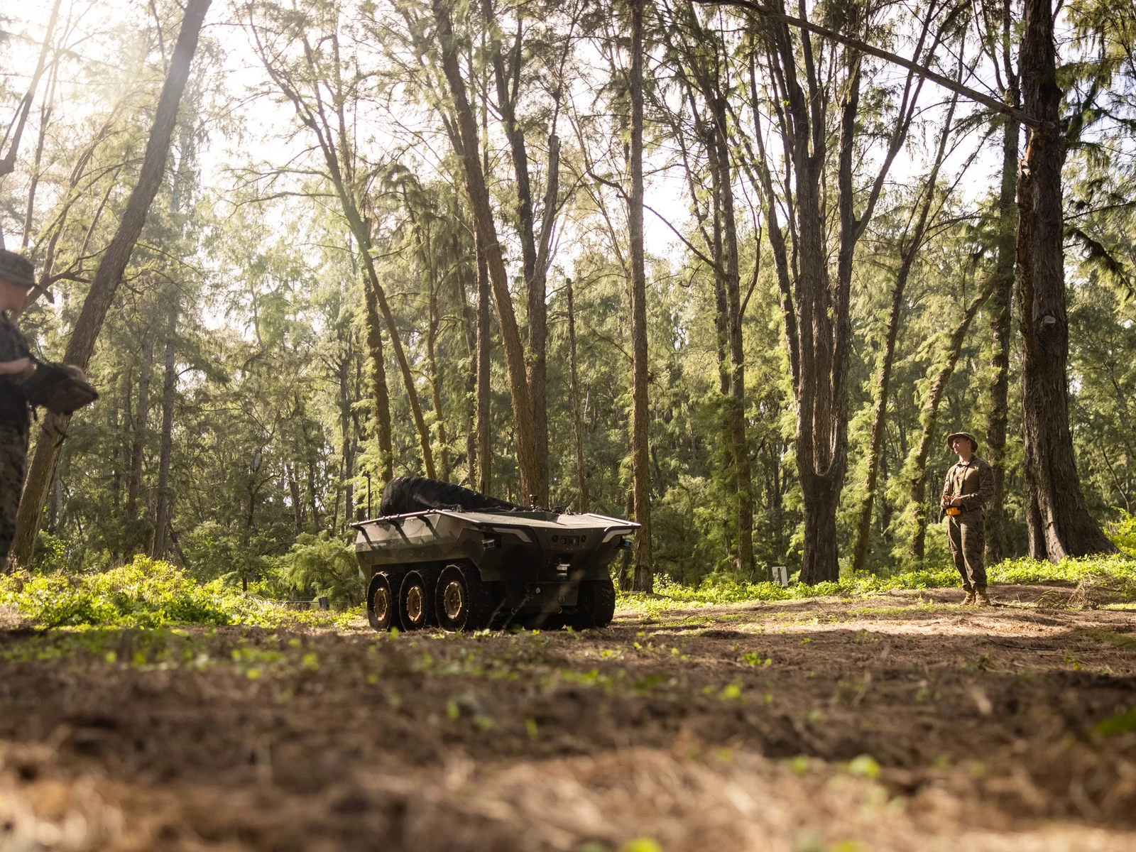 Marines testing an uncrewed ground vehicle in Hawaii in 2023